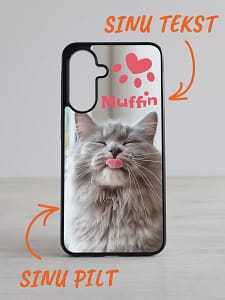 samsung galaxy ümbris – sinu foto ja tekstiga Samsung Galaxy telefoni kaane kassipilt, pildi ja nimega personaliseeritud.