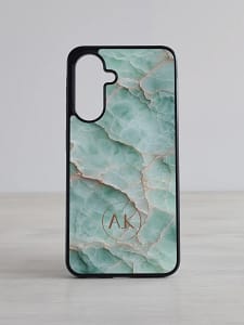 Mereroheline marmormustriga Samsung Galaxy kaas initsiaalidega personaliseeritud