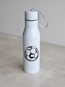 Valge 500ml Jalgpalliteemaline personaliseeritav veepudel, must.