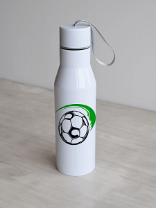 Valge 500ml Jalgpalliteemaline personaliseeritav veepudel, roheline-must.