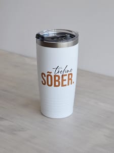 600 ml valge ringneck termoskruus tekstiga "tõeline sõber", vasekarva toon
