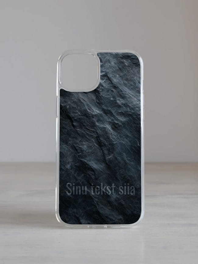iPhone ümbris "Noir" (Sinu tekstiga) Must marmormustriga iPhone kaas kohandatava tekstiga