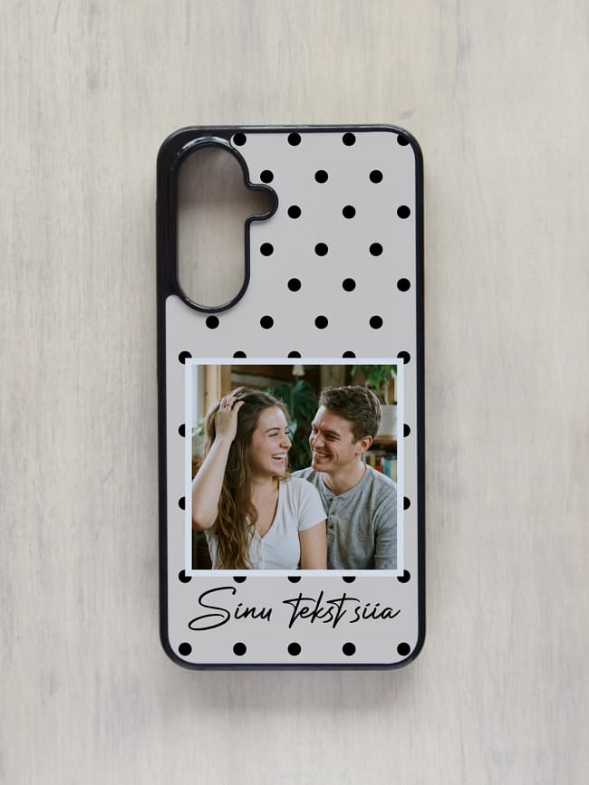 Samsung Galaxy ümbris "Polka" – Sinu foto ja tekstiga samsung galaxy kaaned oma pildiga, polka mustrivalik, teksti võimalusega