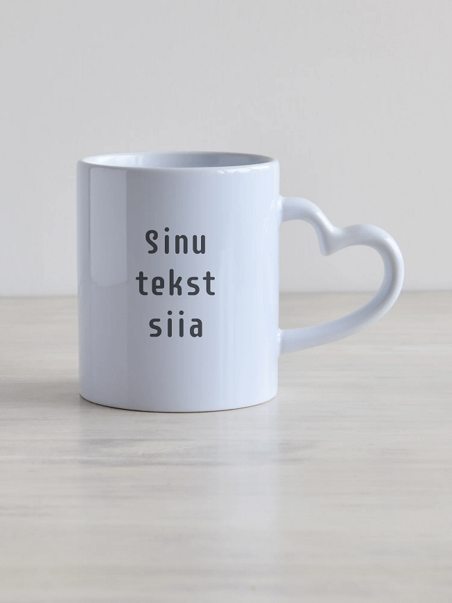 330ml valge südamesangaga keraamiline kruus Emad ei nuta, personaliseeritav oma tekstiga.
