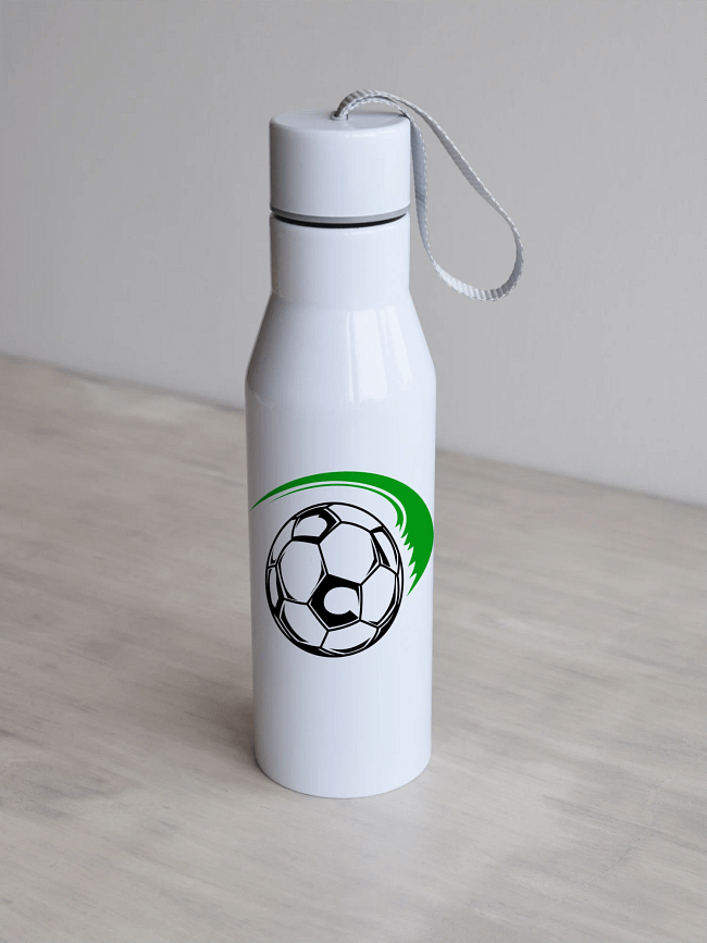 Valge 500ml Jalgpalliteemaline personaliseeritav veepudel, roheline-must.