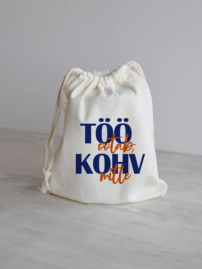 Riidest kinkekott Kohv ei oota sinine-oranž.