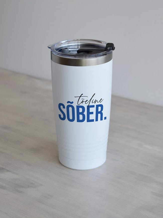 600 ml valge ringneck termoskruus toeline sober, sinine